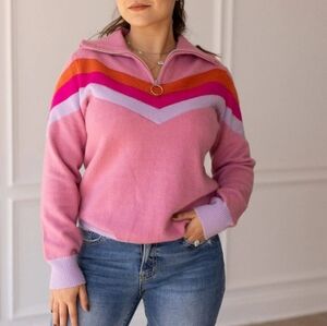 Colorful Women's Sweater with Chevron Design